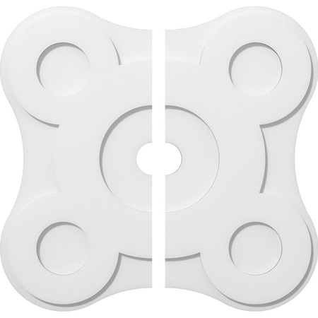Ekena Millwork Luna Architectural Grade PVC Contemporary Ceiling Medallion, Two Piece, 28"OD x 3"ID x 9 3/4"C x 1"P CMP28LA2-03000